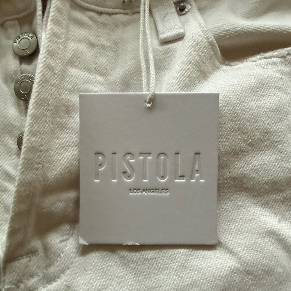 Pistola White Frayed High-Rise Button-Front Denim Shorts - Picture 2 of 4